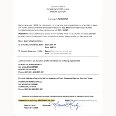Pentwater Township, Elections, Additional Weekend Office Hours, Before the General Election